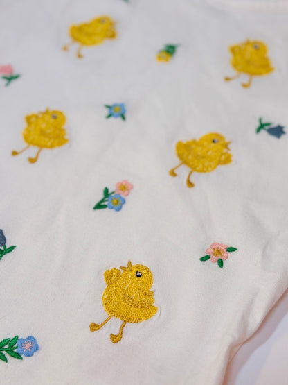 Mini Boden Chick Embroidered White T-Shirt 5-6Y