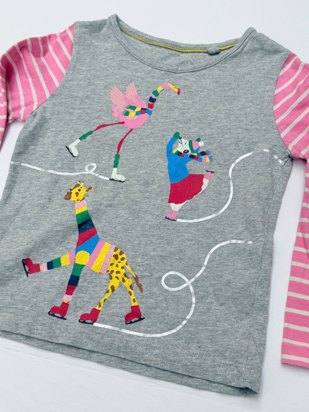 Mini Boden Ice Skating Animals T-Shirt 3-4Y