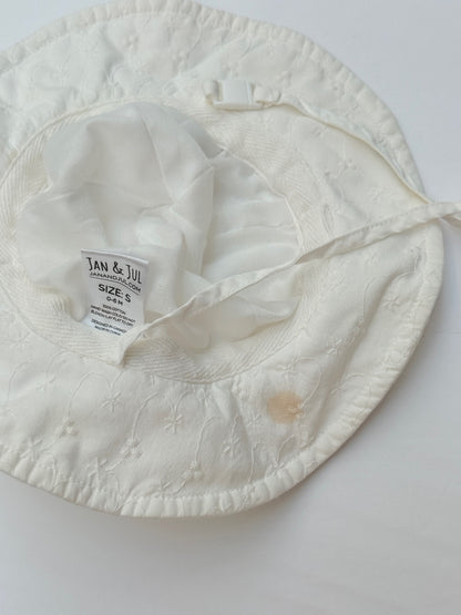 Jan & Jul White Eyelet Sun Hat Size S 0-6M