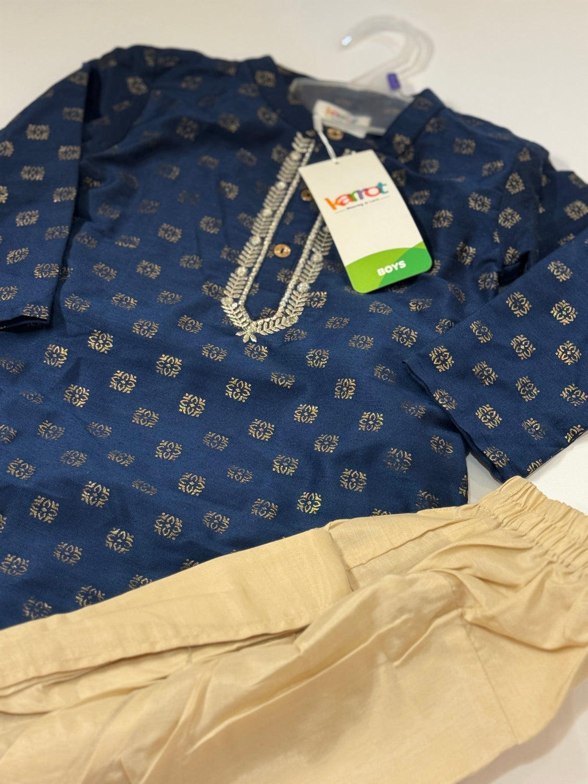 NWT - Karrot Boys Navy Dhoti Kurta Set 18-24M
