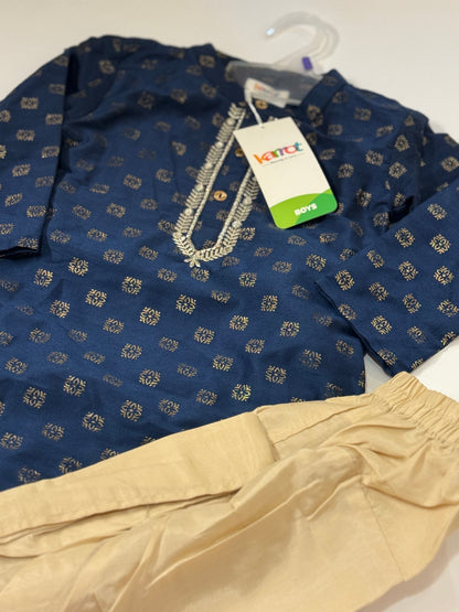 NWT - Karrot Boys Navy Dhoti Kurta Set 18-24M