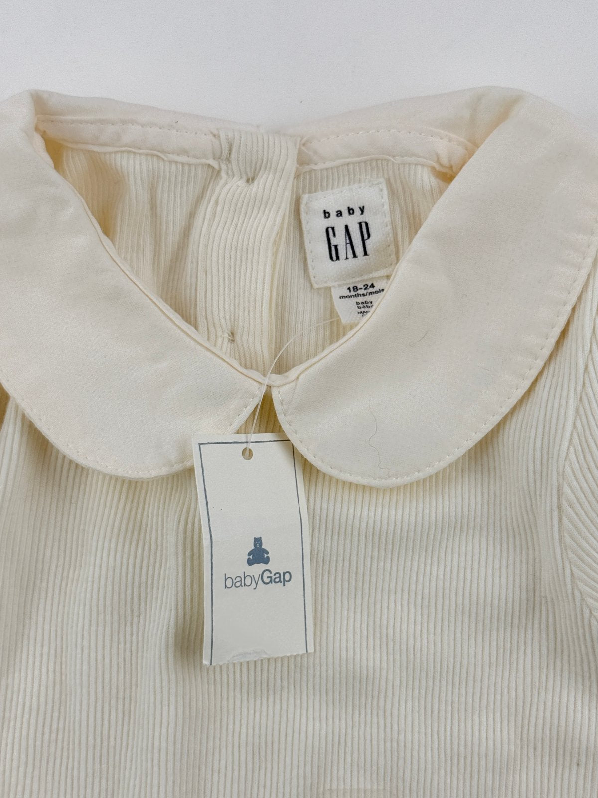 NWT - baby Gap Cream Ribbed Peter Pan Collar Bodysuit 18-24M
