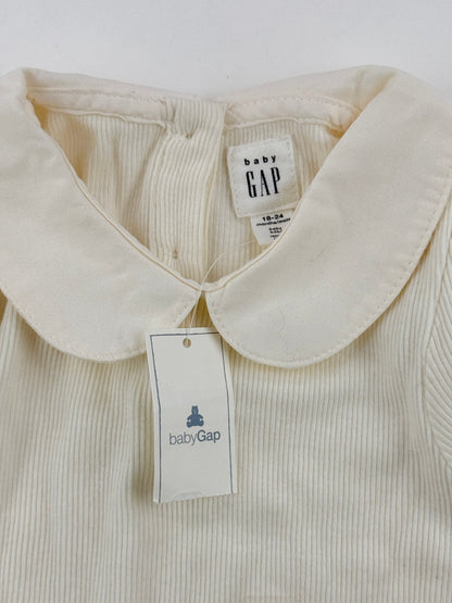 NWT - baby Gap Cream Ribbed Peter Pan Collar Bodysuit 18-24M