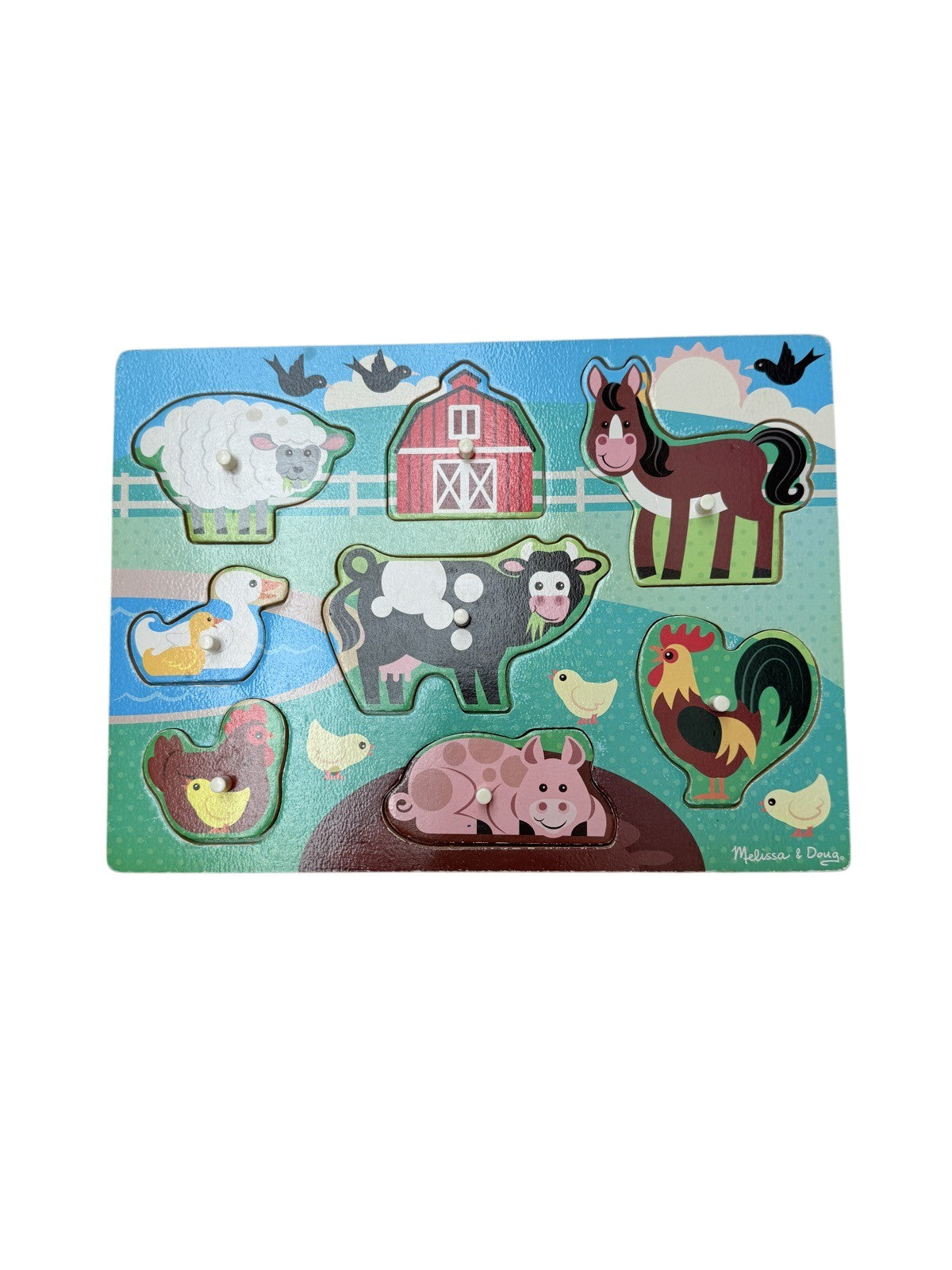 Melissa & Doug Farm Animals Wooden Peg Puzzle