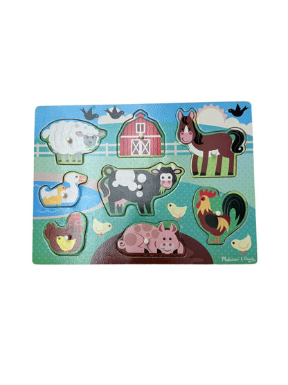 Melissa & Doug Farm Animals Wooden Peg Puzzle