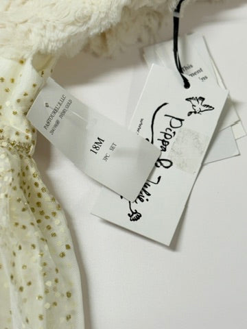 Pippa & Julie 3pc Dress ,Cardigan and Bloomers 18m