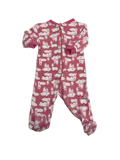 George Baby Pink Llama Footed Sleeper 3-6M