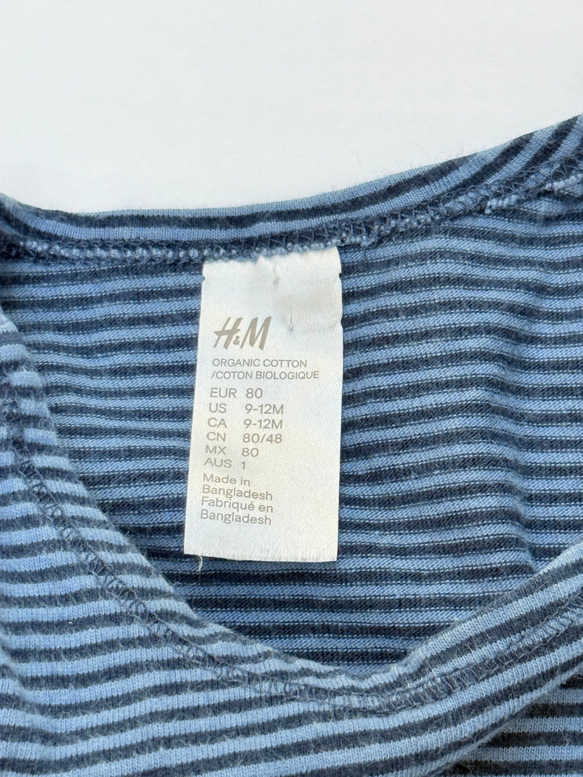 H&M Striped Long Sleeve Romper 12-18M