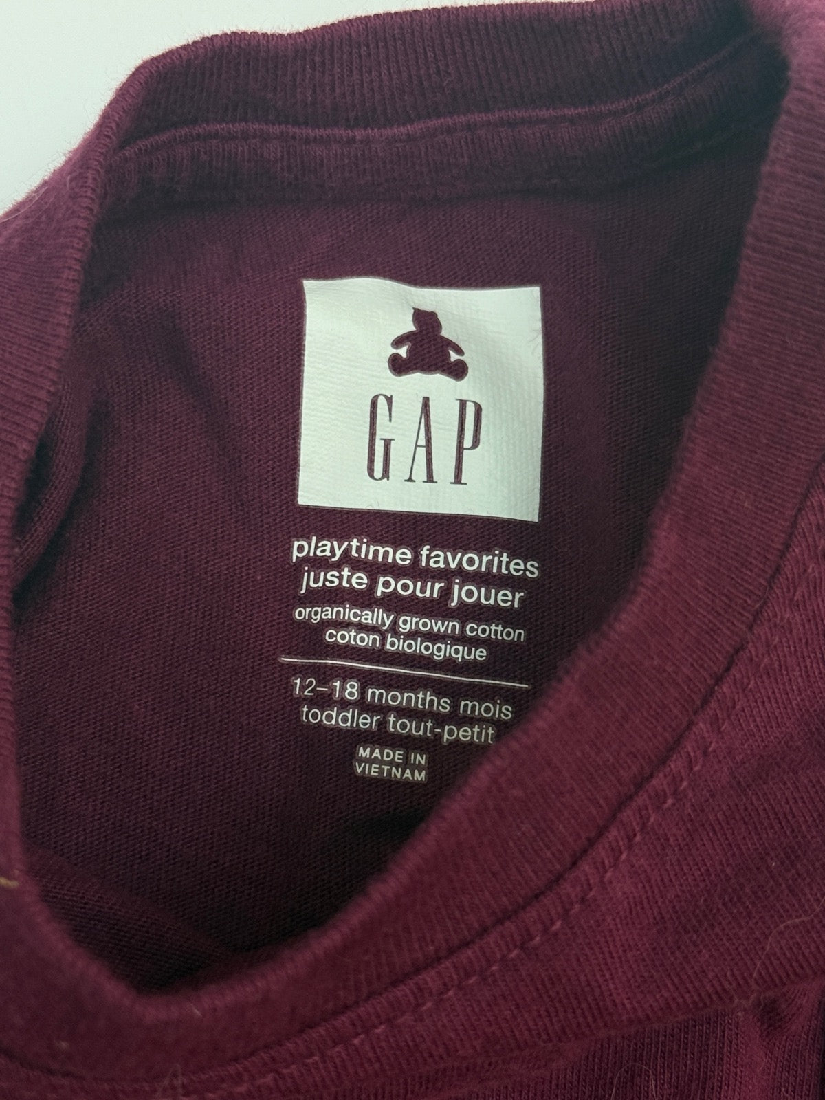 Gap Maroon Pocket T-Shirt 12-18M