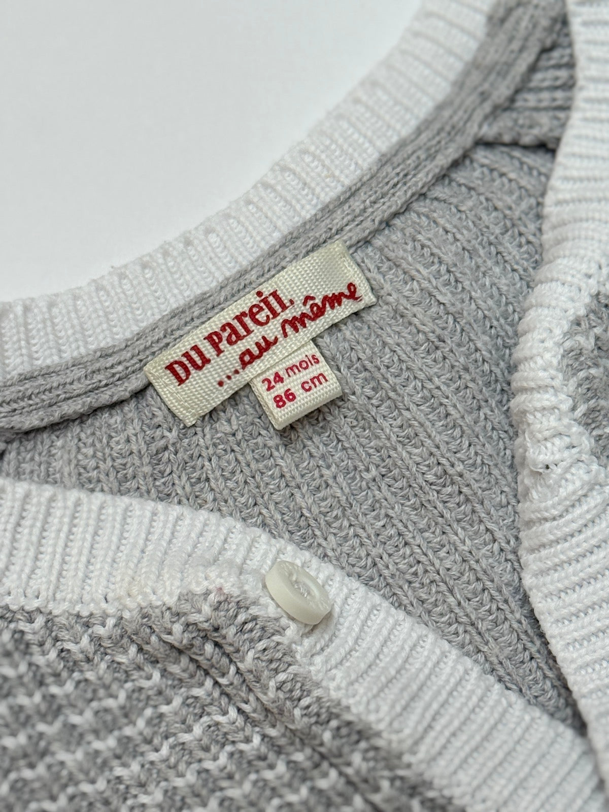 Du Pareil au Même Gray Knit Cardigan 18-24M