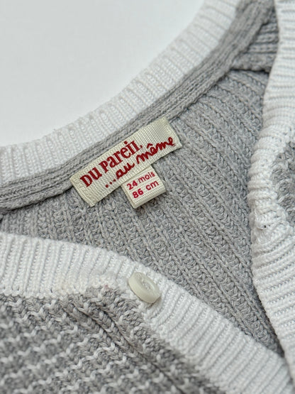 Du Pareil au Même Gray Knit Cardigan 18-24M