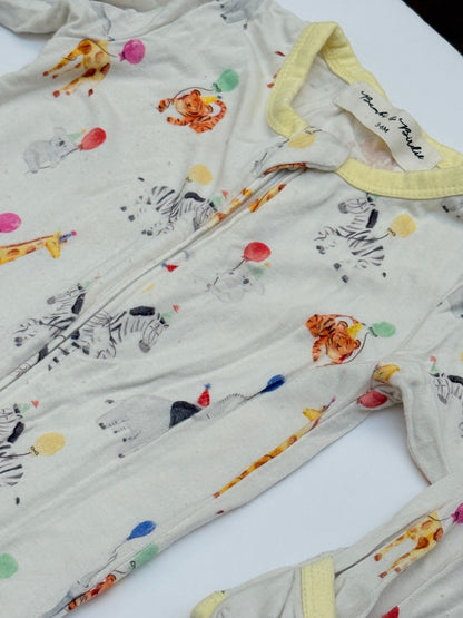 Bambi & Birdie Party Animals Zip Romper 3-6M