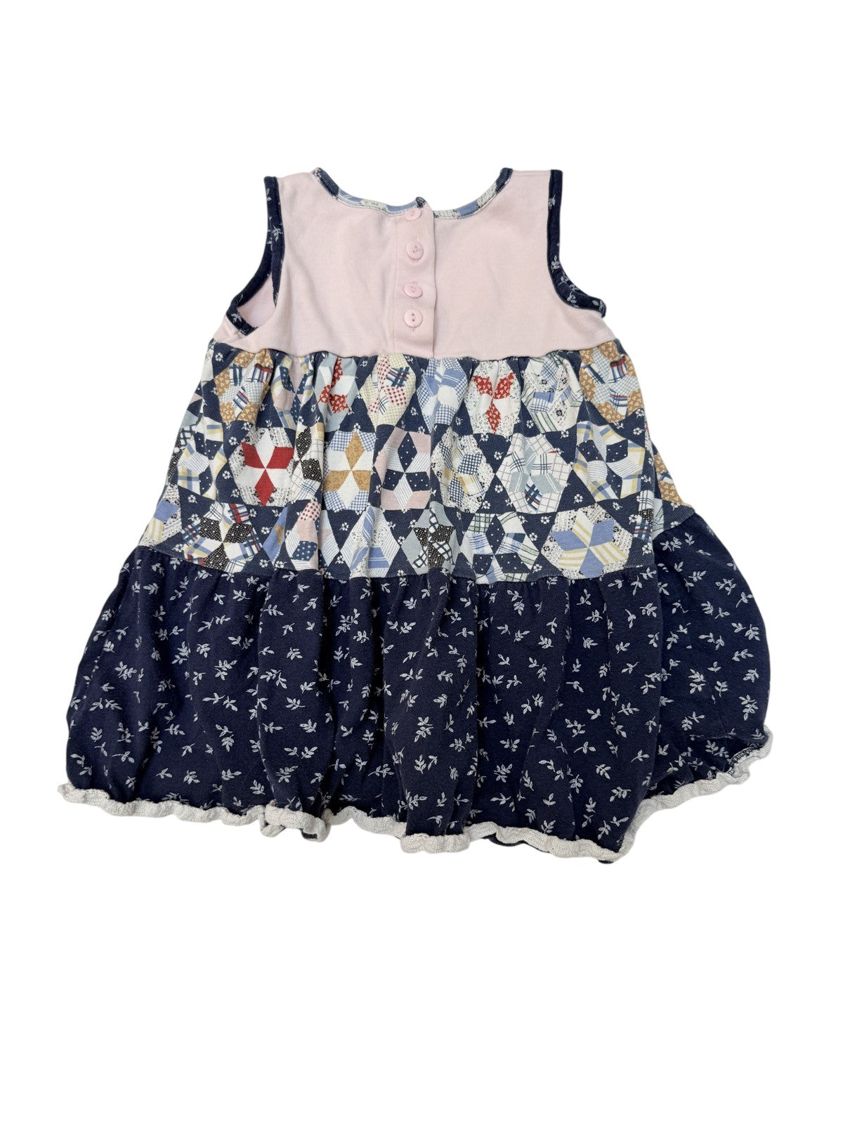 Quilt Patchwork Print Tiered Dress