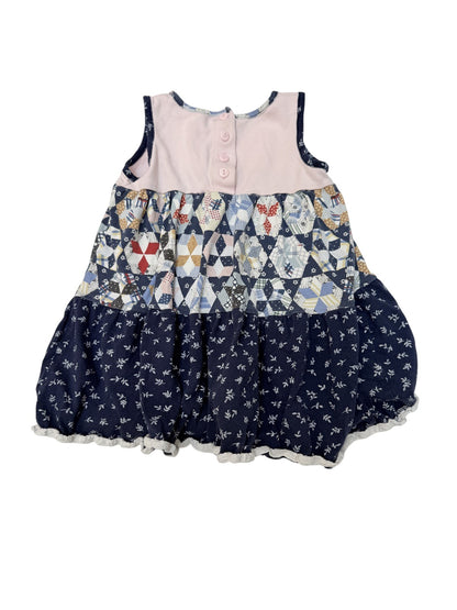 Quilt Patchwork Print Tiered Dress