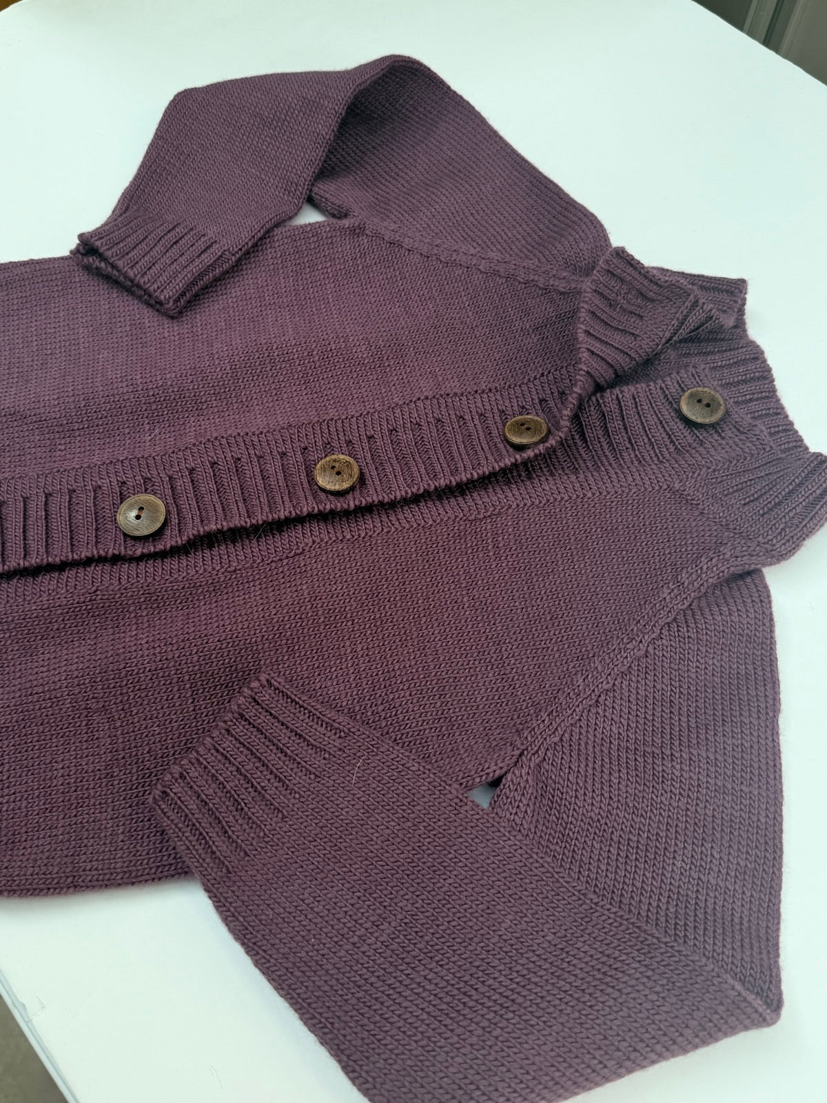 Nooks Design Purple Merino Cardigan 2/3Y