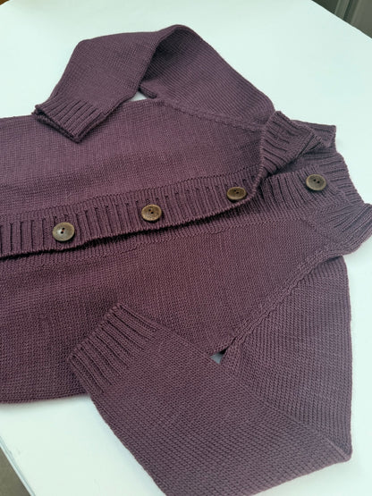 Nooks Design Purple Merino Cardigan 2/3Y
