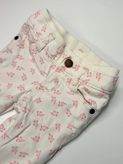 Unknown White Floral Print Jeans 6-12m