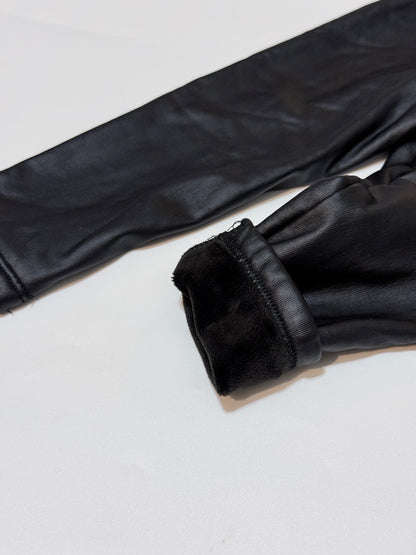 Zara Black Faux Leather Fleece-Lined Pants 18m