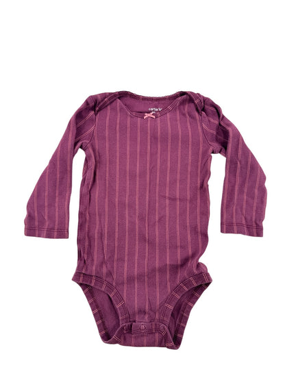Carter's Purple Striped Long Sleeve Bodysuit 18M