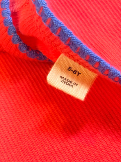 Mini Boden Coral Ribbed Tank Top Size 5-6Y