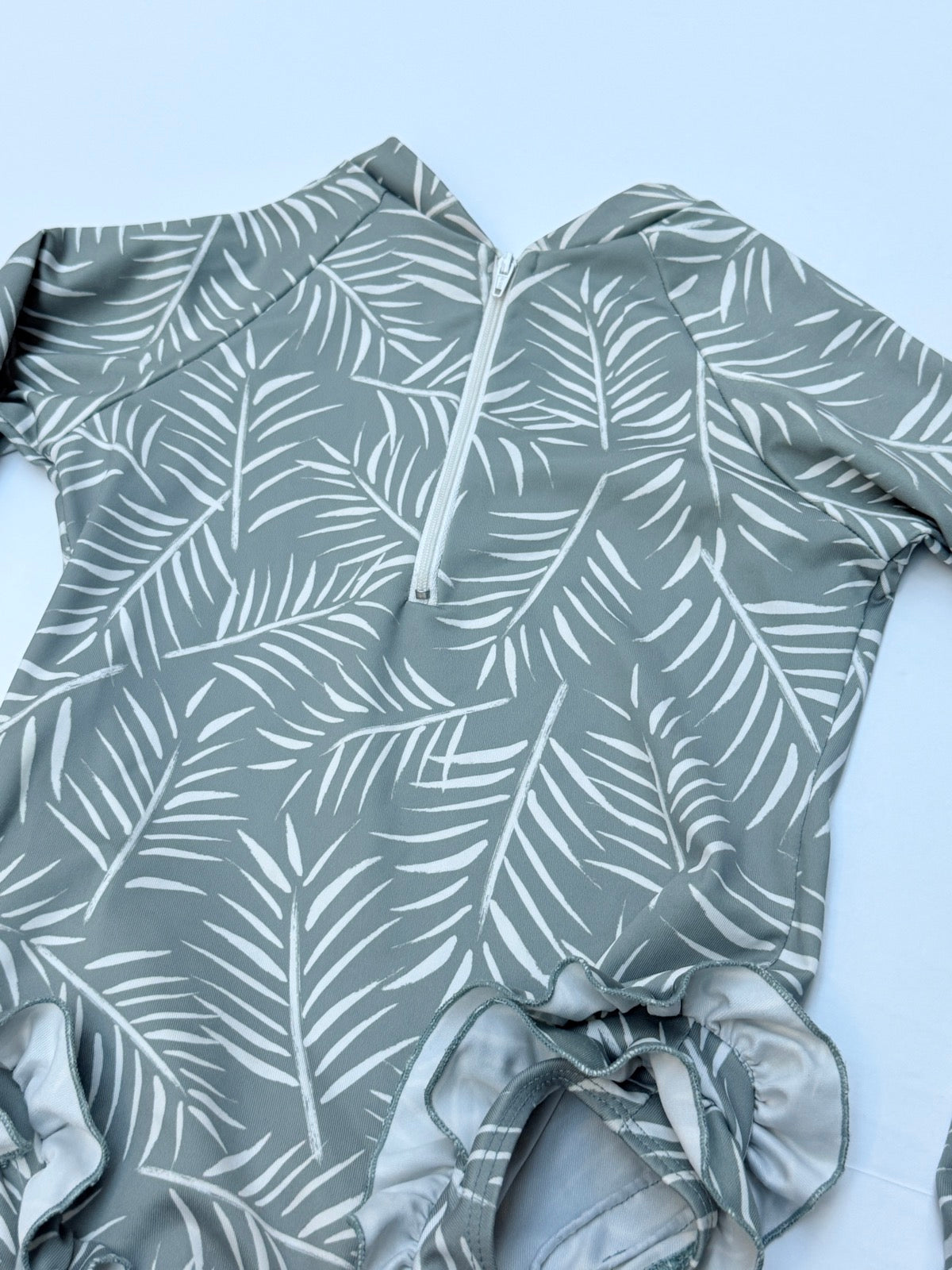 Imagine Perry Palm Print Rashguard Swimsuit 7/8