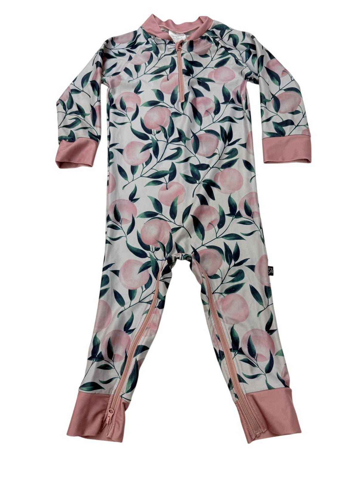 Honeysuckle Swim Co Peach Print Zip Swimsuit 3T