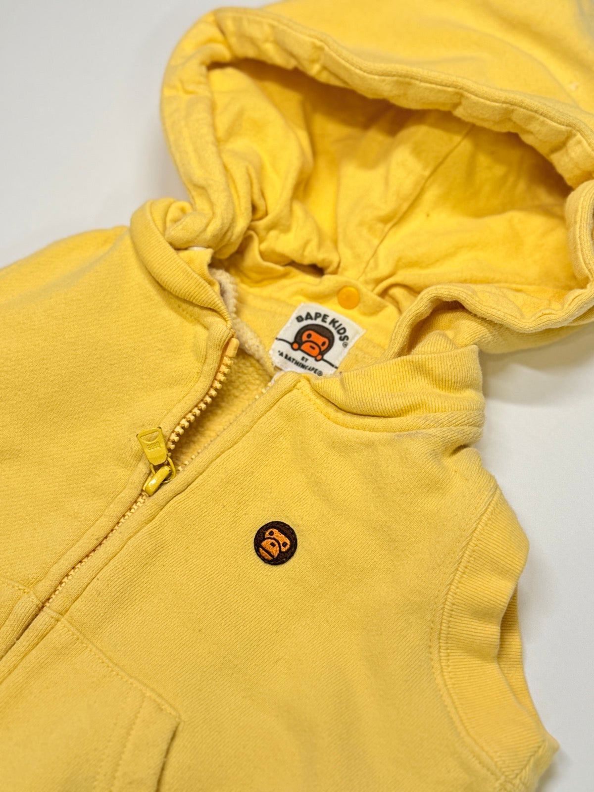 BAPE Kids Milo Yellow Zip Hoodie Vest 12-18m