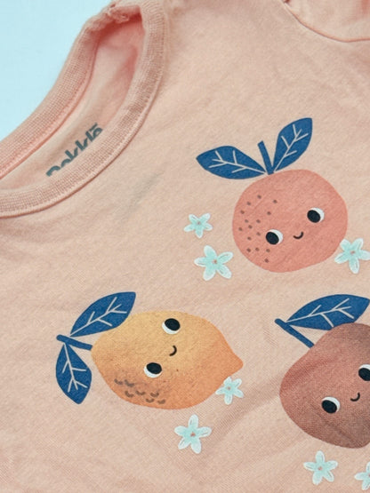 Pekkle Fruit Print Flutter Sleeve Tee 3M