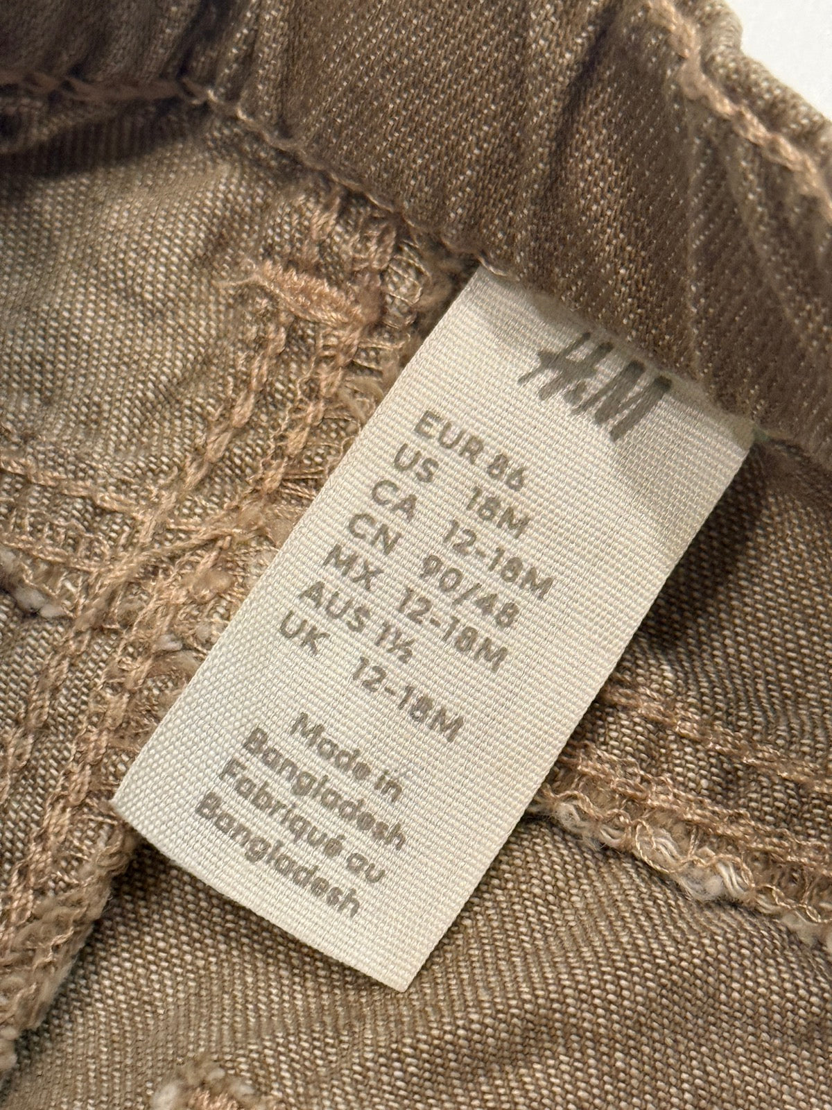 H&M Brown Elastic Waist Pants 18M