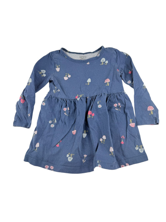 Carter's Mushroom Floral Blue Dress 24M
