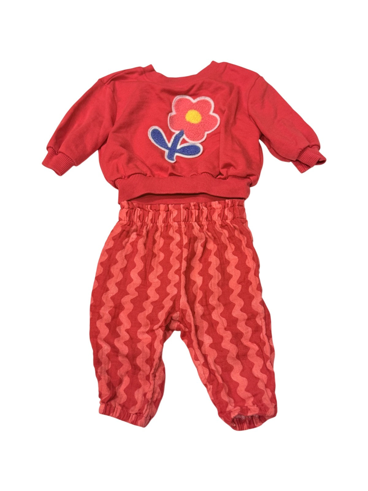 Old Navy Flower Sweatshirt & Pants Set 0-3M