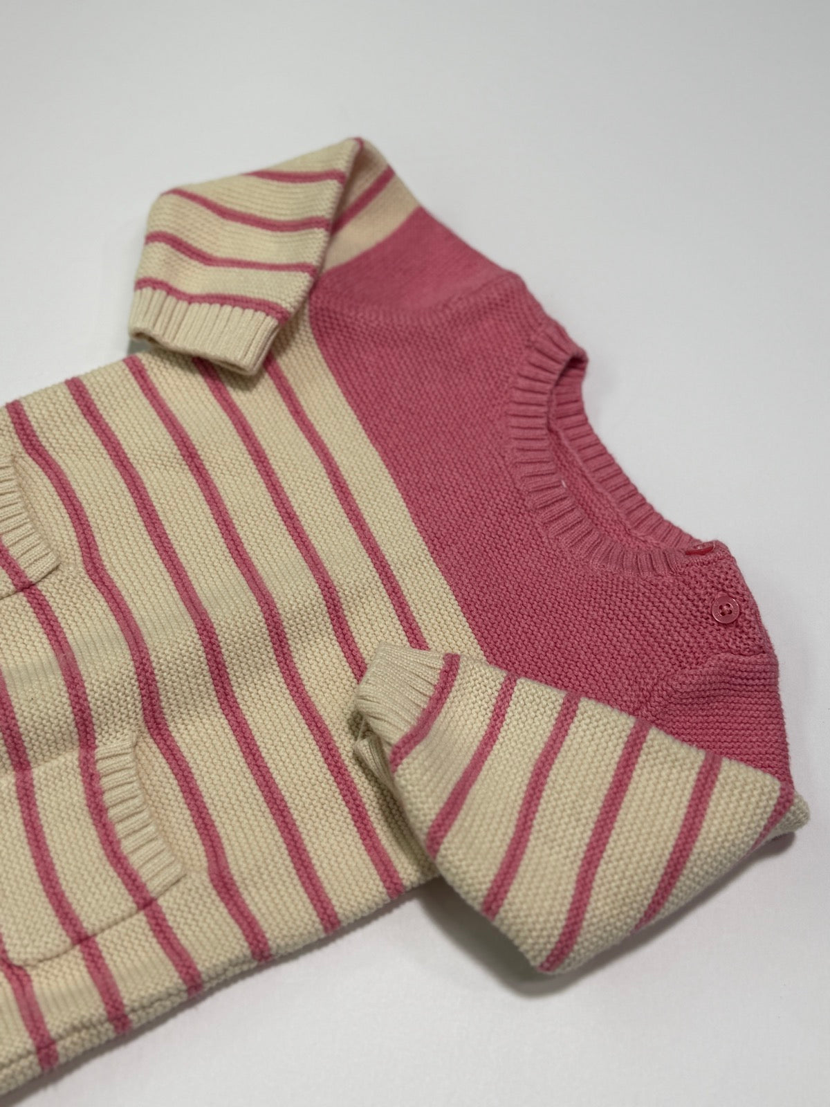 Baby Gap Pink Stripe Knit Romper 12-18m