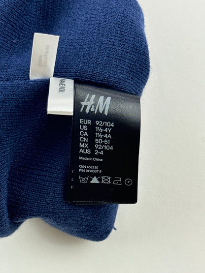 H&M Navy Skull Patch Beanie Size 1½-4Y