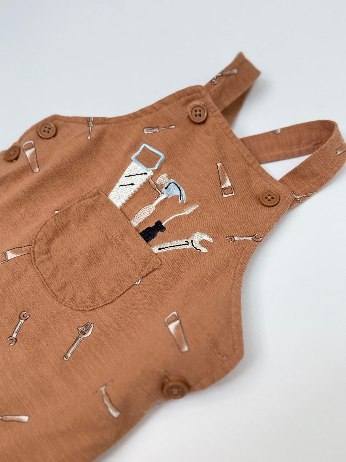 Pekkie Tools Print Shortall Romper 9M