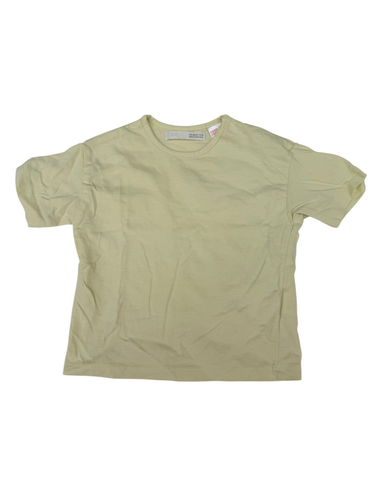 Zara Pale Yellow T-Shirt 6-9M