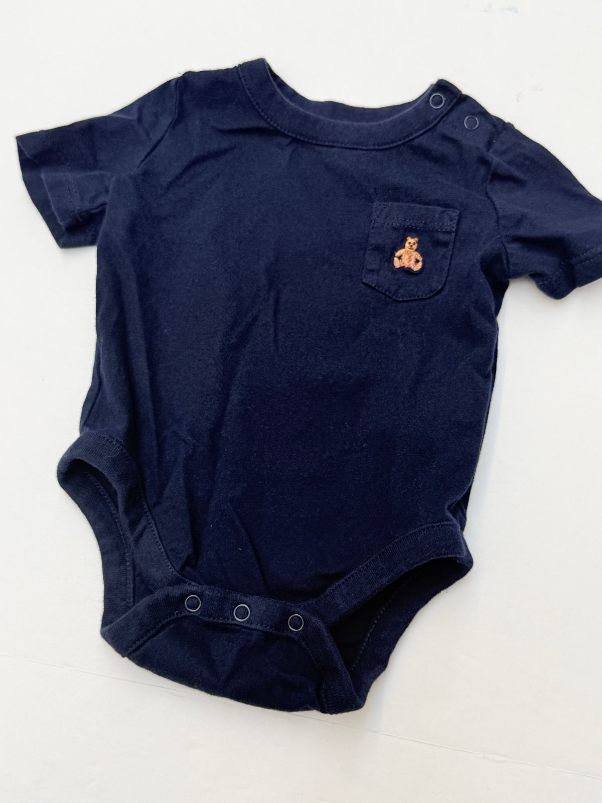 Baby Gap Navy Bear Pocket Bodysuit 0-3M