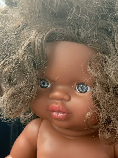 Minikane Charlie Baby Doll Curly Hair Blue Eyes