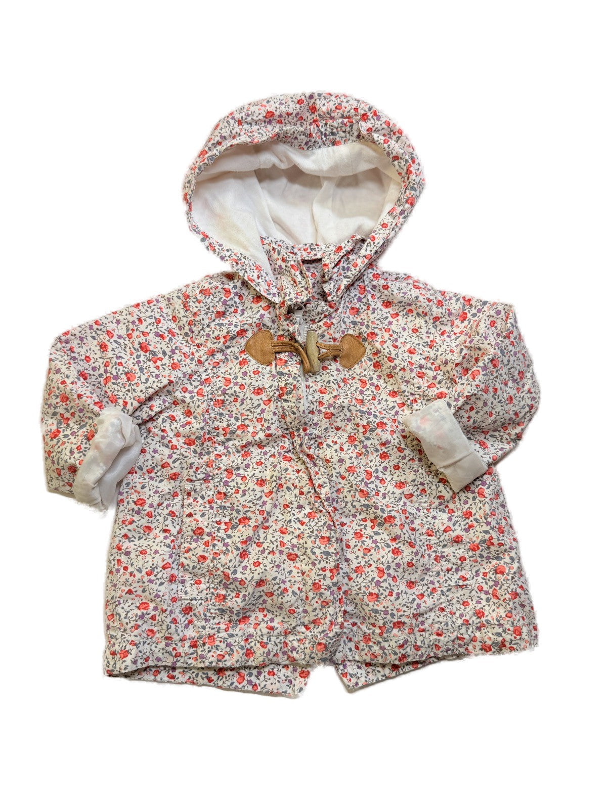 Zara Baby Floral Quilted Hooded Light Jacket 12-18m