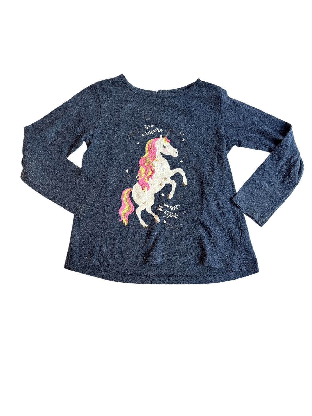 Dunnes Stores Unicorn Navy Long Sleeve Top 3-4y