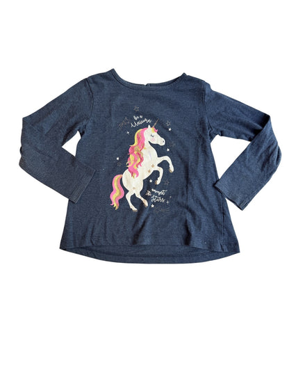 Dunnes Stores Unicorn Navy Long Sleeve Top 3-4y