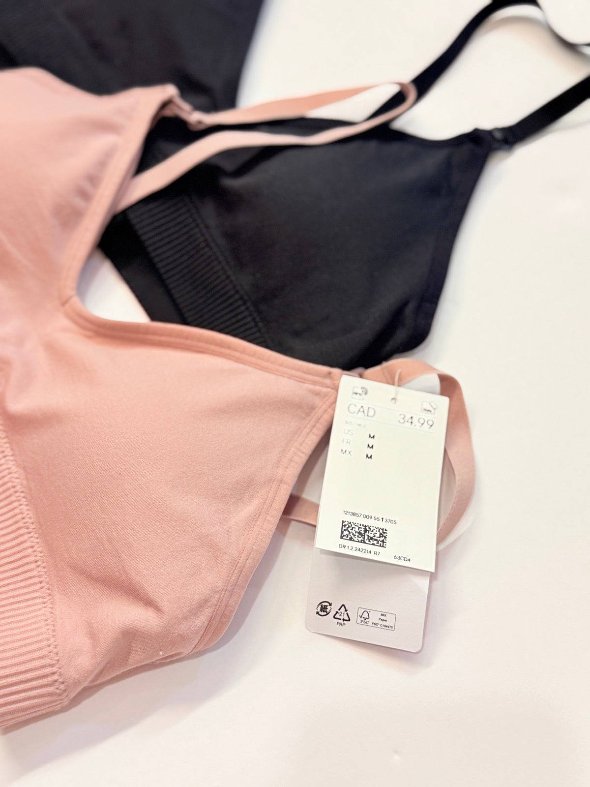 NWT - H&M Bralette Set Black Pink Size M