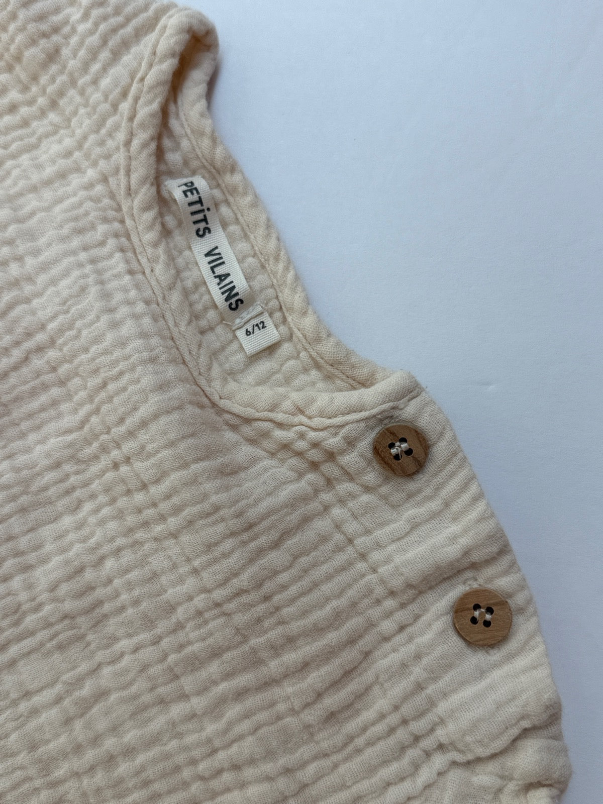 Petits Vilains Cream Muslin T-Shirt 6-12m