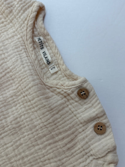 Petits Vilains Cream Muslin T-Shirt 6-12m