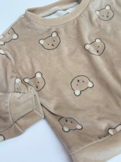 Carter's Bear Print Velour Hoodie Set 9M
