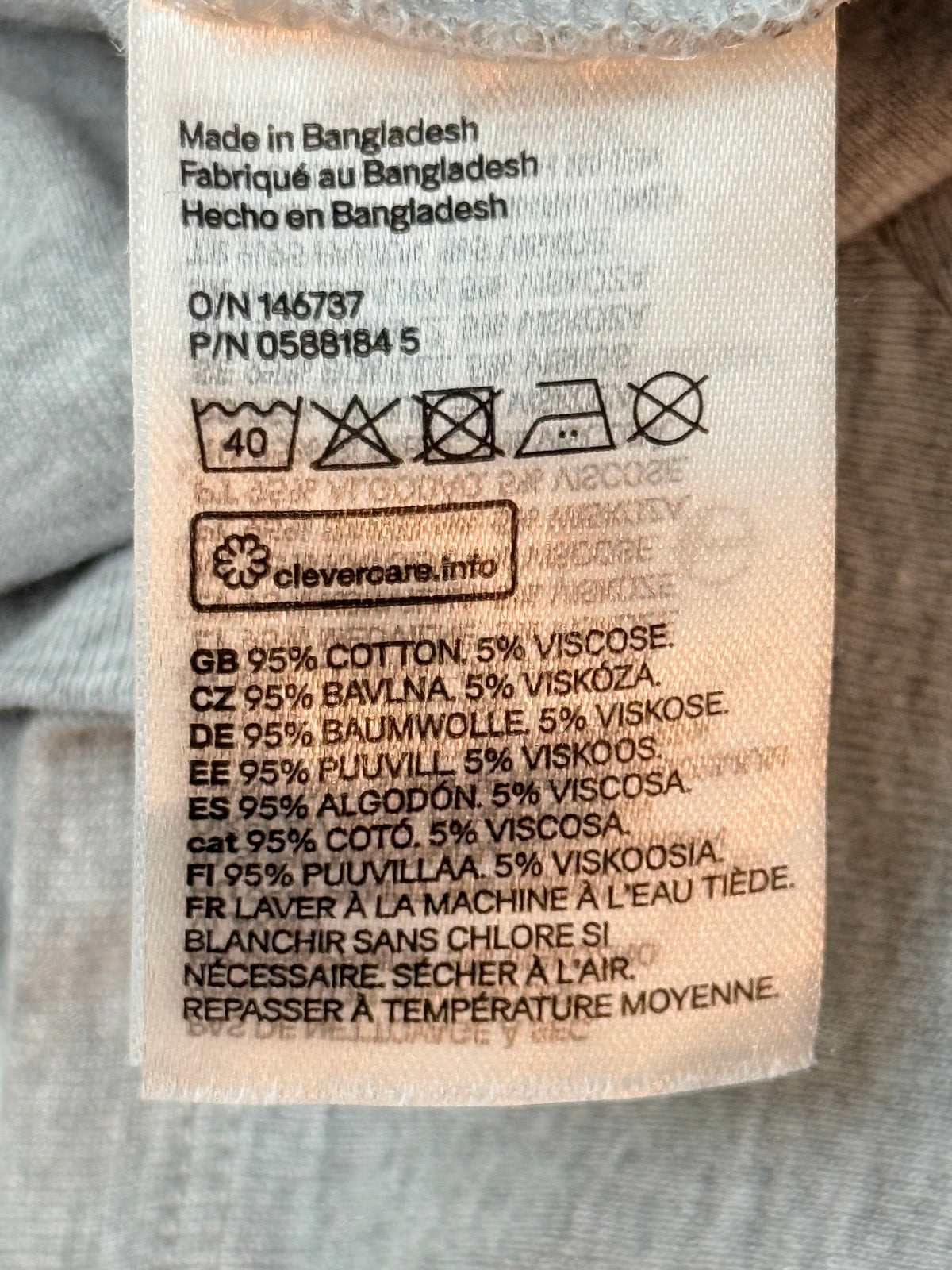 H&M Basic Gray Bodysuit 4-6M
