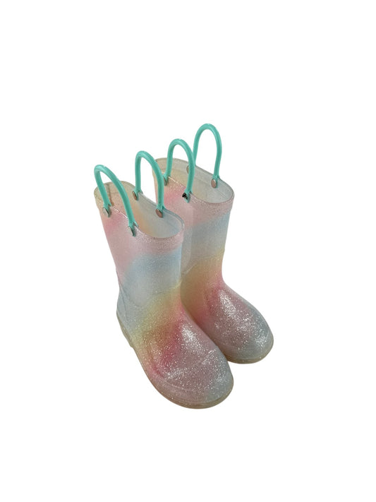 Rainbow Glitter Rain Boots Size 8