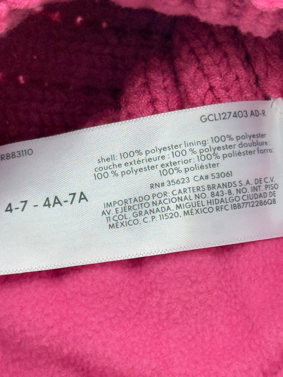 Carter's Pink Ribbed Knit Beanie Size 4-7