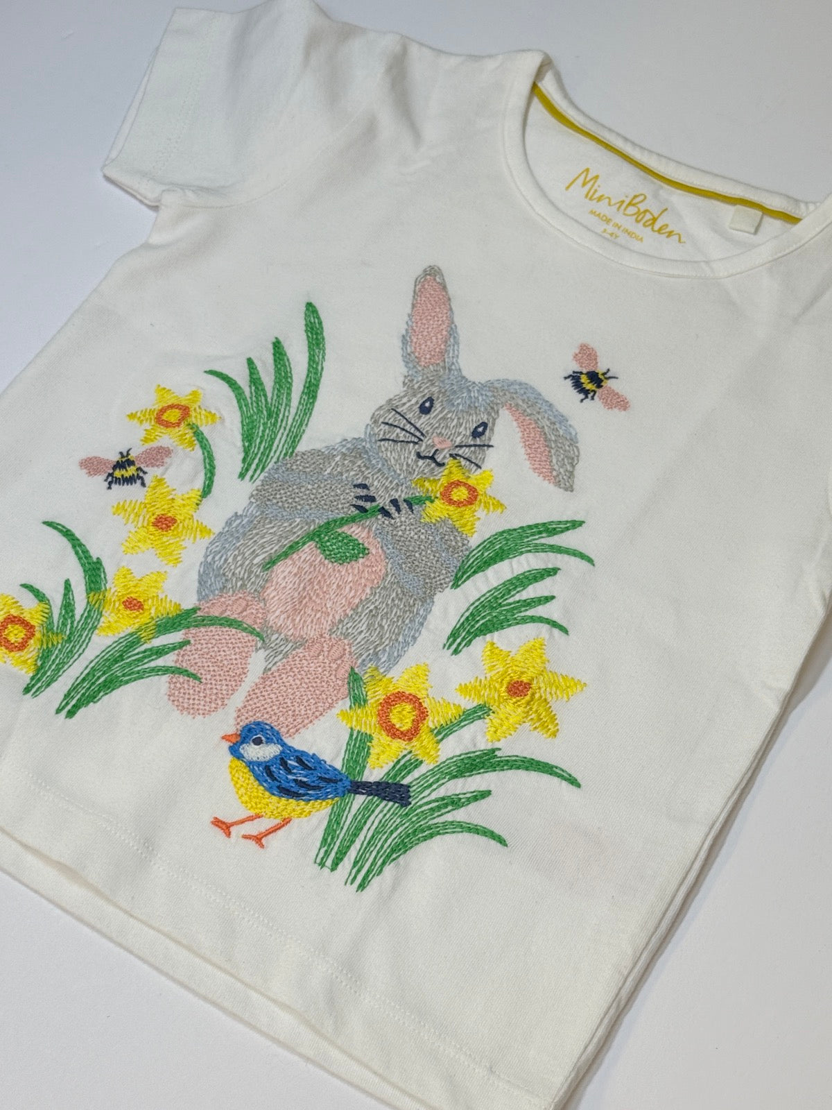 Mini Boden Embroidered Bunny T-Shirt 3-4Y