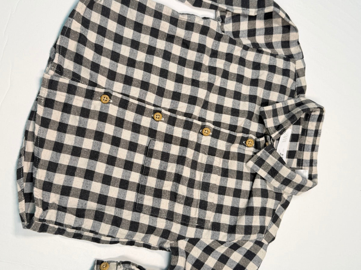 Zara Gingham Flannel Shirt 9-12 Months