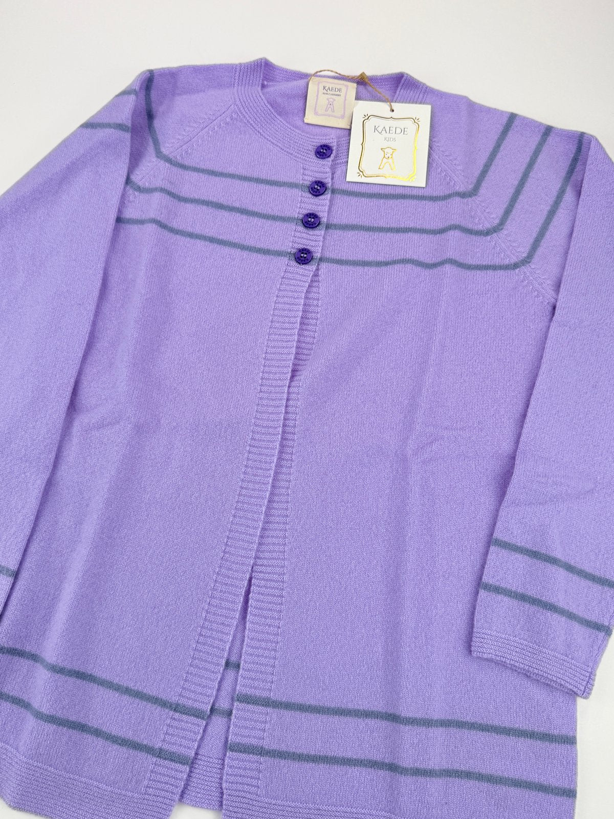 NWT - Kaede Lilac Striped Cashmere Cardigan 5-6Y & 7-8Y